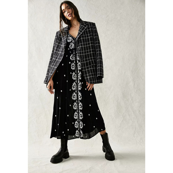 Free People Floral Embroidered Fable V-neck Empire Waist Midi Dress, size S - Picture 1 of 8